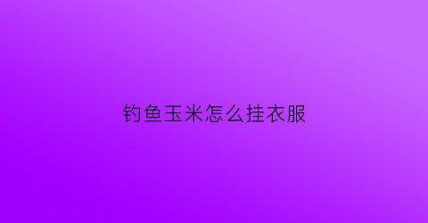 钓鱼玉米怎么挂衣服(钓鱼玉米怎么挂衣服视频)