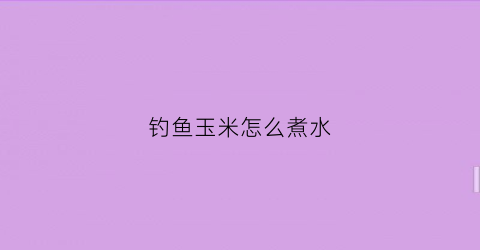 钓鱼玉米怎么煮水