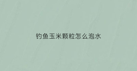 钓鱼玉米颗粒怎么泡水(玉米粒钓鱼效果怎么样)