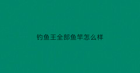 钓鱼王全部鱼竿怎么样(钓鱼王的杆子怎么样)