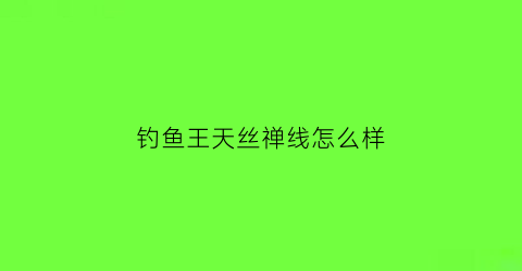 钓鱼王天丝禅线怎么样