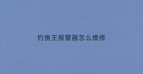 钓鱼王报警器怎么维修(钓鱼王售后怎么样)