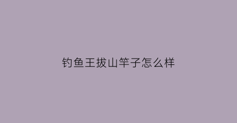 钓鱼王拔山竿子怎么样(钓鱼王拔山竿子怎么样好用吗)
