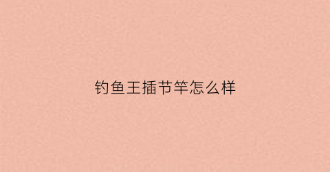 钓鱼王插节竿怎么样(钓鱼王鱼竿是代工的吗)
