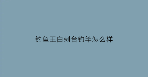 钓鱼王白刺台钓竿怎么样(钓鱼王白刺升级二代款怎么样)