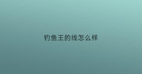 钓鱼王的线怎么样