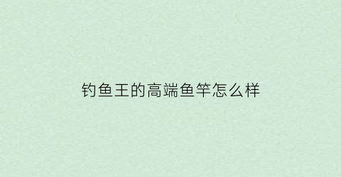 钓鱼王的高端鱼竿怎么样(钓鱼王鱼竿官网旗舰店)