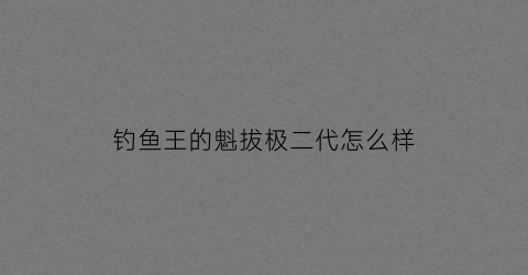 钓鱼王的魁拔极二代怎么样(钓鱼王魁拔战二代怎么样)