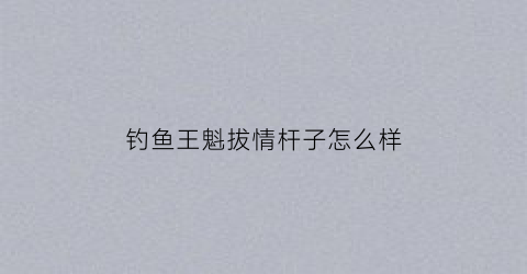 钓鱼王魁拔情杆子怎么样(钓鱼王魁拔鲤鱼竿定位什么档次)