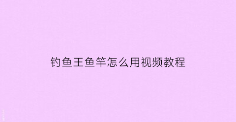 钓鱼王鱼竿怎么用视频教程