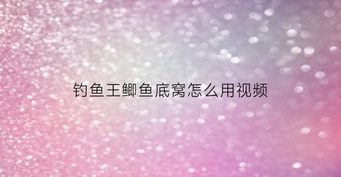 钓鱼王鲫鱼底窝怎么用视频(钓鱼王鲫鱼底窝怎么用视频讲解)