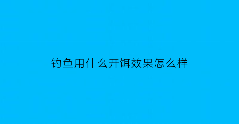 钓鱼用什么开饵效果怎么样