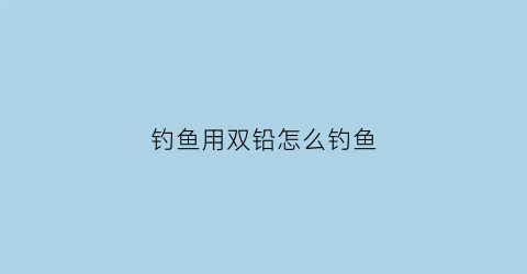钓鱼用双铅怎么钓鱼(钓鱼用双铅怎么钓鱼的)