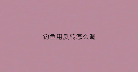 钓鱼用反转怎么调(反向钓鱼线)