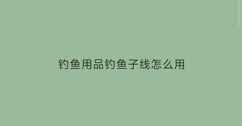 钓鱼用品钓鱼子线怎么用(钓鱼子线用什么线比较好)