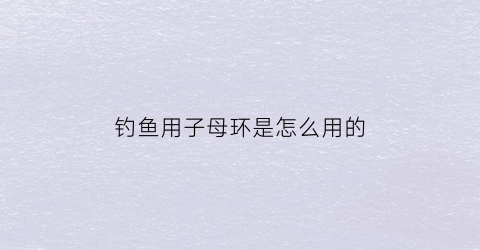 钓鱼用子母环是怎么用的(怎么绑子母钓)