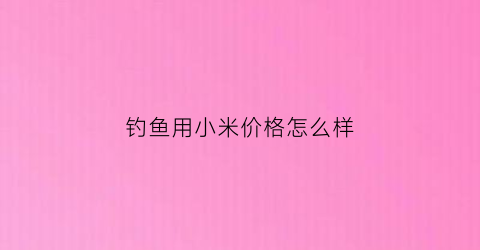 钓鱼用小米价格怎么样(钓鱼用什么小米效果好)