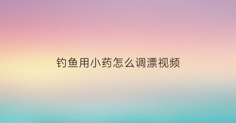 钓鱼用小药怎么调漂视频(钓鱼小药怎么使用视频)