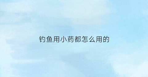 钓鱼用小药都怎么用的(钓鱼小药应该怎么用)