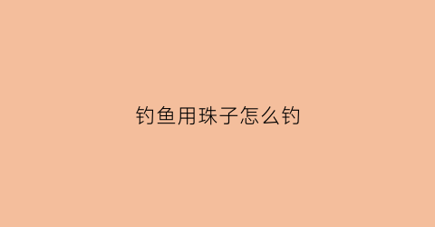 钓鱼用珠子怎么钓(珠子钓鱼方法)