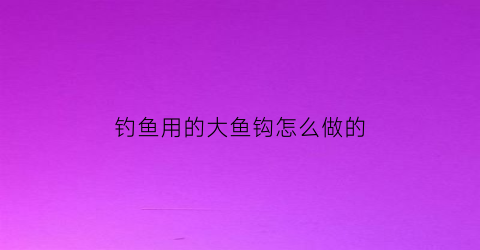 钓鱼用的大鱼钩怎么做的(钓大鱼的钩子什么牌子的好)