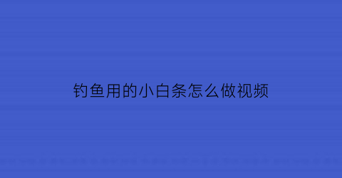 钓鱼用的小白条怎么做视频