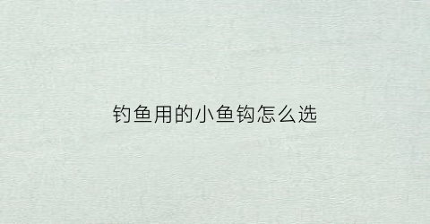 钓鱼用的小鱼钩怎么选(小鱼钩用什么饵料)