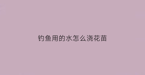 钓鱼用的水怎么浇花苗(钓鱼用的水怎么浇花苗呢)