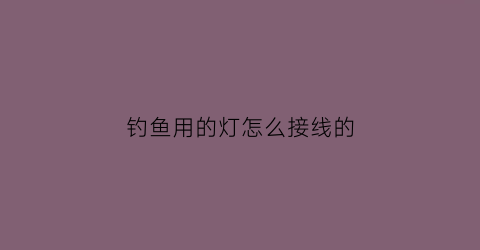 “钓鱼用的灯怎么接线的(钓鱼用的灯怎么接线的啊)