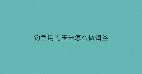 钓鱼用的玉米怎么做饵丝(钓鱼用的玉米怎么做饵丝视频)