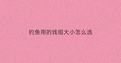 钓鱼用的线组大小怎么选