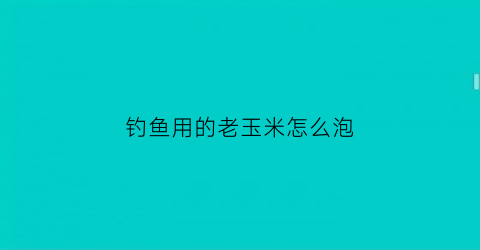 “钓鱼用的老玉米怎么泡(钓鱼的老玉米怎么泡制)