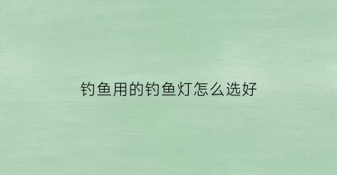 钓鱼用的钓鱼灯怎么选好(钓鱼灯哪个品牌性价比高)