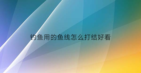 “钓鱼用的鱼线怎么打结好看(鱼线打什么结最结实)