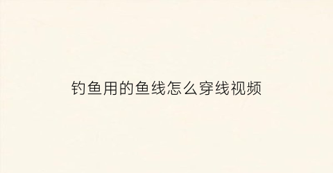 “钓鱼用的鱼线怎么穿线视频(钓鱼用的鱼线怎么穿线视频教程)