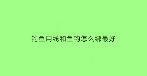 “钓鱼用线和鱼钩怎么绑最好(钓鱼用线和鱼钩怎么绑最好呢)