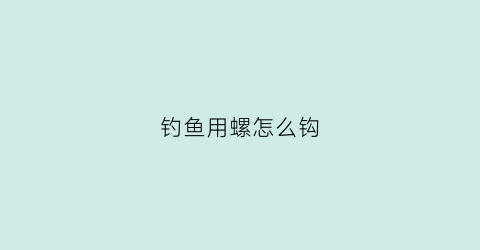 钓鱼用螺怎么钩(钓鱼螺丝)