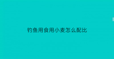 钓鱼用食用小麦怎么配比