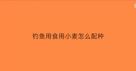 “钓鱼用食用小麦怎么配种(钓鱼用食用小麦怎么配种视频)