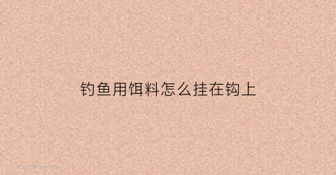 “钓鱼用饵料怎么挂在钩上(饵料如何挂钩不容易甩掉)