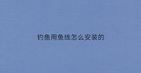 钓鱼用鱼线怎么安装的(钓鱼线组怎么装)