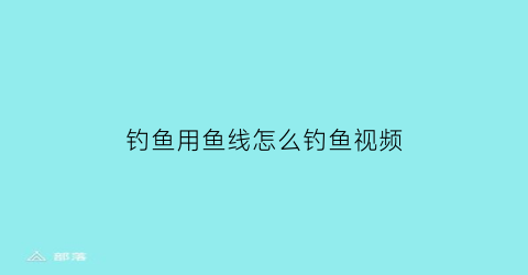 “钓鱼用鱼线怎么钓鱼视频(钓鱼用鱼线怎么钓鱼视频教学)