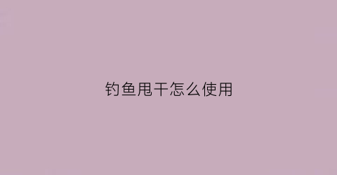钓鱼甩干怎么使用(甩干鱼竿钓鱼视频)