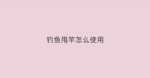 钓鱼甩竿怎么使用(用甩竿钓鱼的钓法)