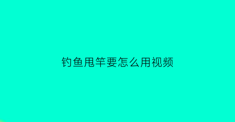 钓鱼甩竿要怎么用视频(钓鱼甩竿要怎么用视频讲解)