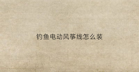钓鱼电动风筝线怎么装(钓鱼电动风筝线怎么装视频)