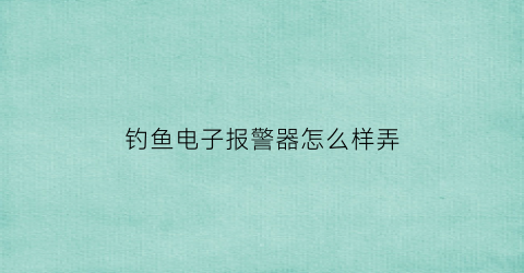 钓鱼电子报警器怎么样弄(钓鱼报警器电路图)