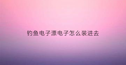 钓鱼电子漂电子怎么装进去