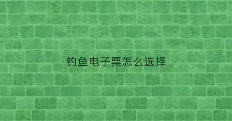钓鱼电子票怎么选择(钓鱼门票怎么制作)