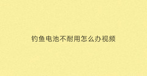 钓鱼电池不耐用怎么办视频(钓鱼电池不耐用怎么办视频教程)